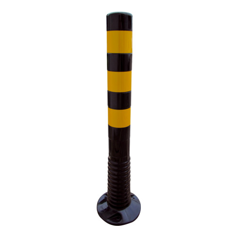 Schake Flexipfosten schwarz, selbstaufrichtend, Ø 80mm, Höhe: 300mm + 1 gelb refl. Streifen, inkl Befestigungsmaterial