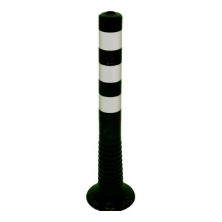 Schake Flexipfosten schwarz, selbstaufrichtend, Ø 80mm, Höhe: 750mm + 3 weiß refl. Streifen, inkl Befestigungsmaterial