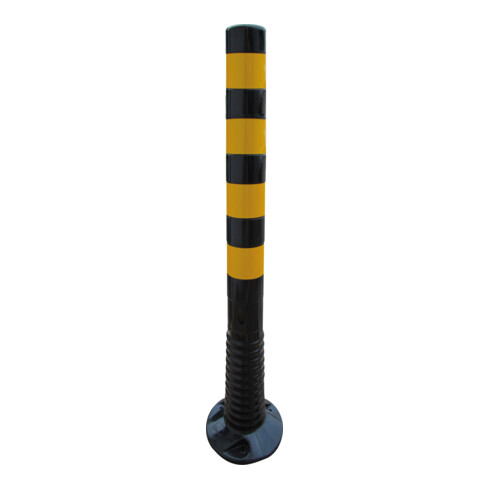 Schake Flexipfosten schwarz, selbstaufrichtend, Ø 80mm, Höhe: 1000mm + 4 gelb refl. Streifen, inkl Befestigungsmaterial