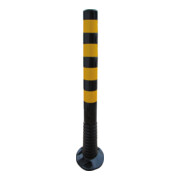 Schake Flexipfosten schwarz, selbstaufrichtend, Ø 80mm, Höhe: 1000mm + 4 gelb refl. Streifen, inkl Befestigungsmaterial
