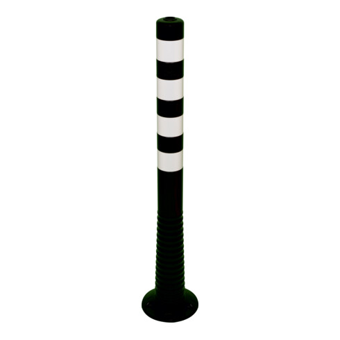 Schake Flexipfosten schwarz, selbstaufrichtend, Ø 80mm, Höhe: 1000mm + 4 weiß refl. Streifen, inkl Befestigungsmaterial