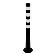Schake Flexipfosten schwarz, selbstaufrichtend, Ø 80mm, Höhe: 1000mm + 4 weiß refl. Streifen, inkl Befestigungsmaterial