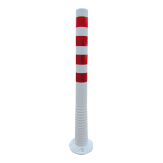 Schake Flexipfosten weiß (UV, Beständig), selbstaufrichtend, Ø 80mm, Höhe: 1000mm + 4 rot refl. Streifen