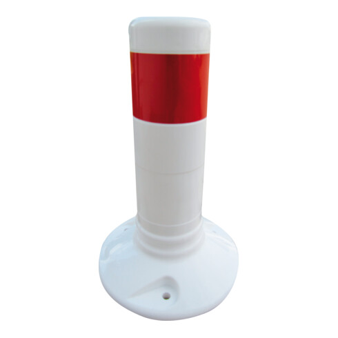 Schake Flexipfosten weiß (UV, Beständig), selbstaufrichtend, Ø 80mm, Höhe: 300mm + 1 rot refl. Streifen