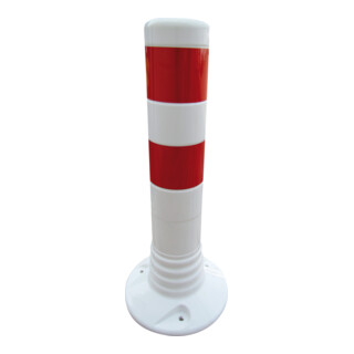 Schake Flexipfosten weiß (UV, Beständig), selbstaufrichtend, Ø 80mm, Höhe: 450mm + 2 rot refl. Streifen