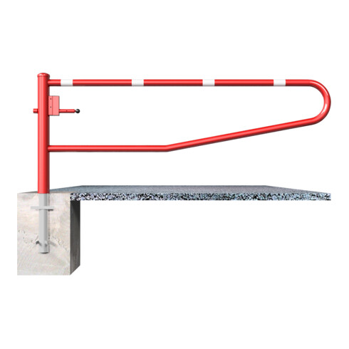 Schake Gatterschranke drehbar 2,00m + Profilzylinder Drehpfosten: Ø 102mm, Schrankenarm: Ø 60mm zum Einbetonieren, beschichtet, rot / weiß