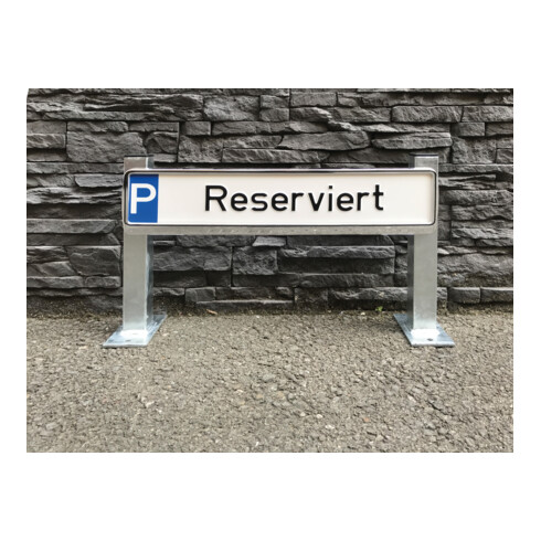 Schake Haltevorrichtung für Parkplatzbeschilderung, zum Einbetonieren, 2 Stützpfosten 40x40mm, + Kennzeichenhalter (inkl.), Höhe: 500mm