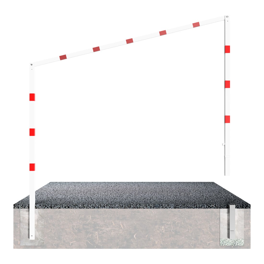 Schake Höhenbegrenzer 70x70mm, schwenkbar, zum Einbetonieren, 2,00m Gesamtbreite: 3,00m, weiß / rot