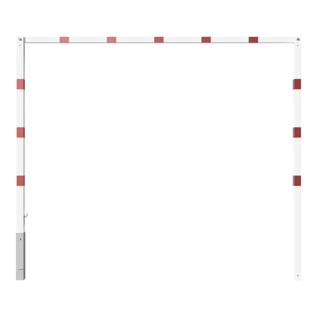 Schake Höhenbegrenzer 70x70mm, schwenkbar, zum Einbetonieren, 2,00m Gesamtbreite: 3,00m, weiß / rot
