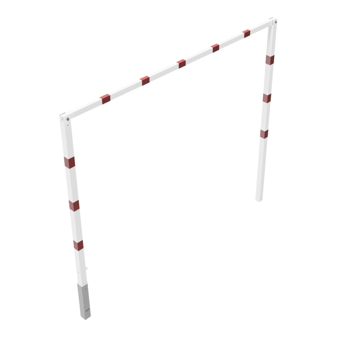 Schake Höhenbegrenzer 70x70mm, schwenkbar, zum Einbetonieren, 2,00m Gesamtbreite: 3,00m, weiß / rot