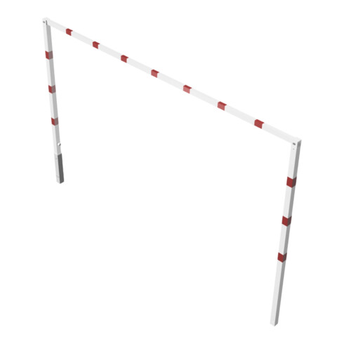 Schake Höhenbegrenzer 70x70mm, schwenkbar, zum Einbetonieren, 2,00m Gesamtbreite: 4,00m, weiß / rot + Bodenhülse
