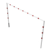 Schake Höhenbegrenzer 70x70mm, schwenkbar, zum Einbetonieren, 2,00m Gesamtbreite: 4,00m, weiß / rot + Bodenhülse-2