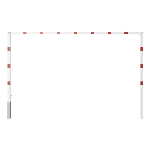 Schake Höhenbegrenzer 70x70mm, schwenkbar, zum Einbetonieren, 2,00m Gesamtbreite: 4,00m, weiß / rot + Bodenhülse