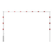Schake Höhenbegrenzer 70x70mm, schwenkbar, zum Einbetonieren, 2,00m Gesamtbreite: 4,00m, weiß / rot + Bodenhülse-4