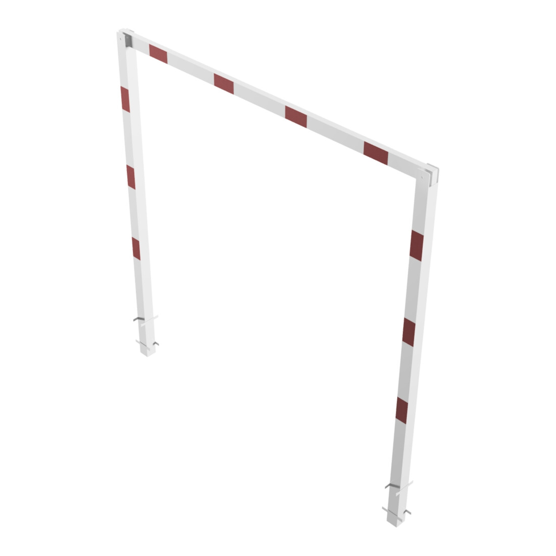 Schake Höhenbegrenzer, feststehend, 100x100mm zum Einbetonieren, 2,30m Gesamtbreite: 3,00m, weiß / rot