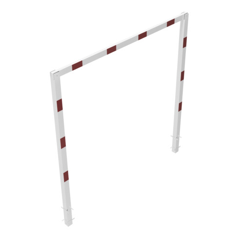 Schake Höhenbegrenzer, feststehend, 100x100mm zum Einbetonieren, 2,30m Gesamtbreite: 3,00m, weiß / rot