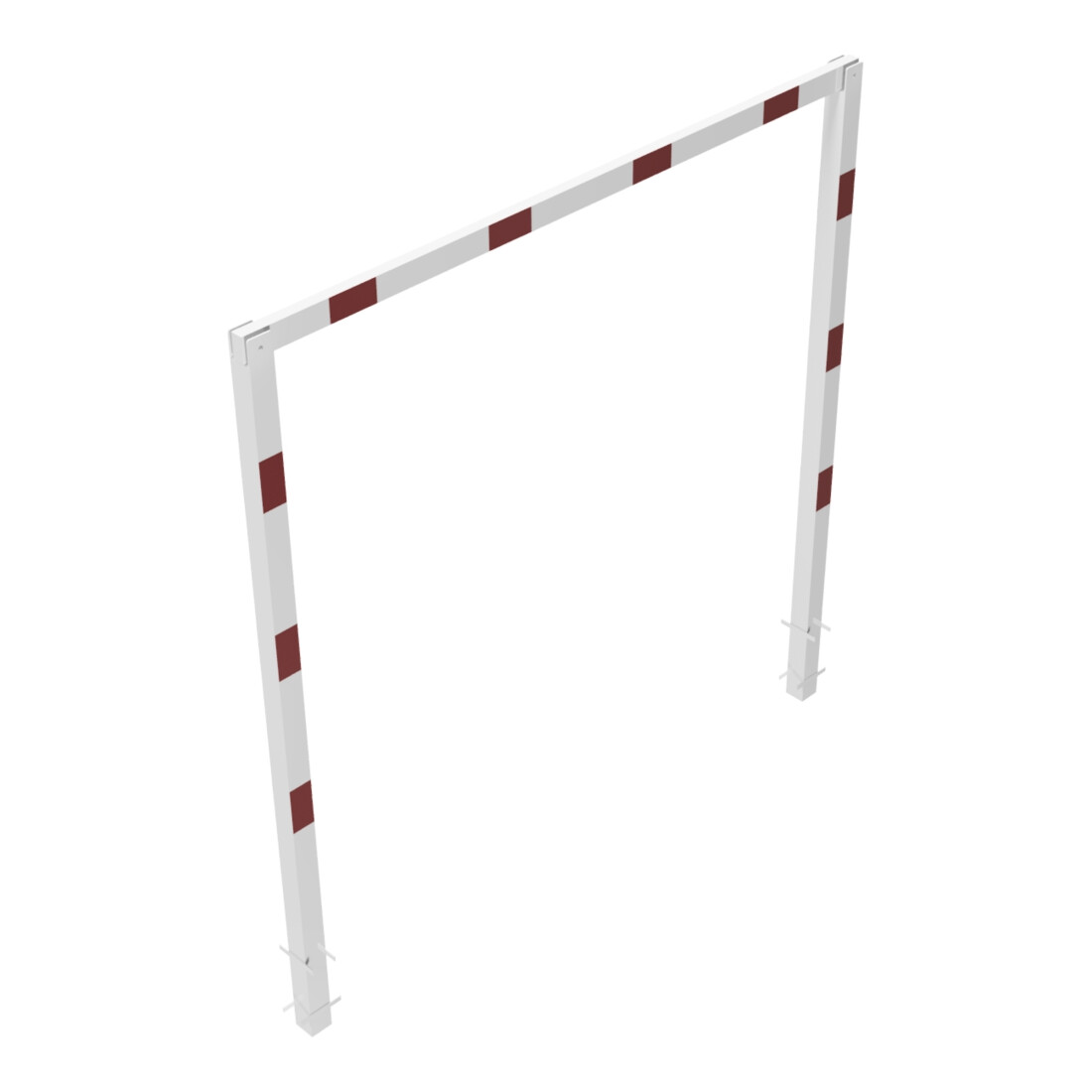 Schake Höhenbegrenzer, feststehend, 100x100mm zum Einbetonieren, 2,30m Gesamtbreite: 3,00m, weiß / rot