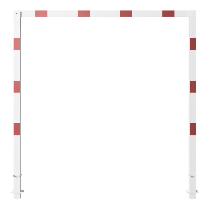 Schake Höhenbegrenzer, feststehend, 100x100mm zum Einbetonieren, 2,30m Gesamtbreite: 3,00m, weiß / rot