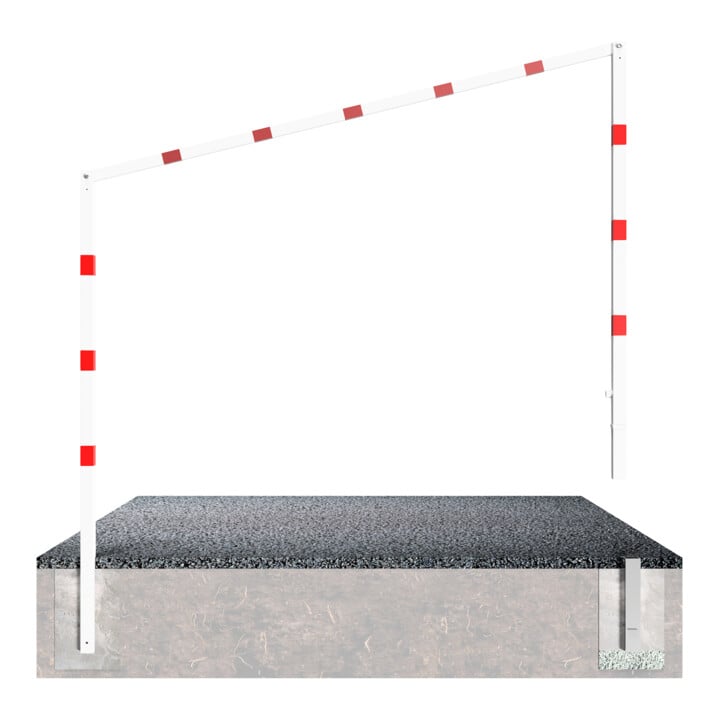 Schake Höhenbegrenzer, feststehend, 100x100mm zum Einbetonieren, 2,30m Gesamtbreite: 4,00m, weiß / rot