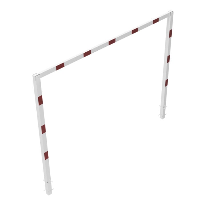 Schake Höhenbegrenzer, feststehend, 100x100mm zum Einbetonieren, 2,30m Gesamtbreite: 4,00m, weiß / rot