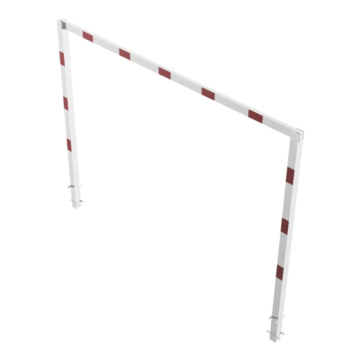 Schake Höhenbegrenzer, feststehend, 100x100mm zum Einbetonieren, 2,30m Gesamtbreite: 4,00m, weiß / rot
