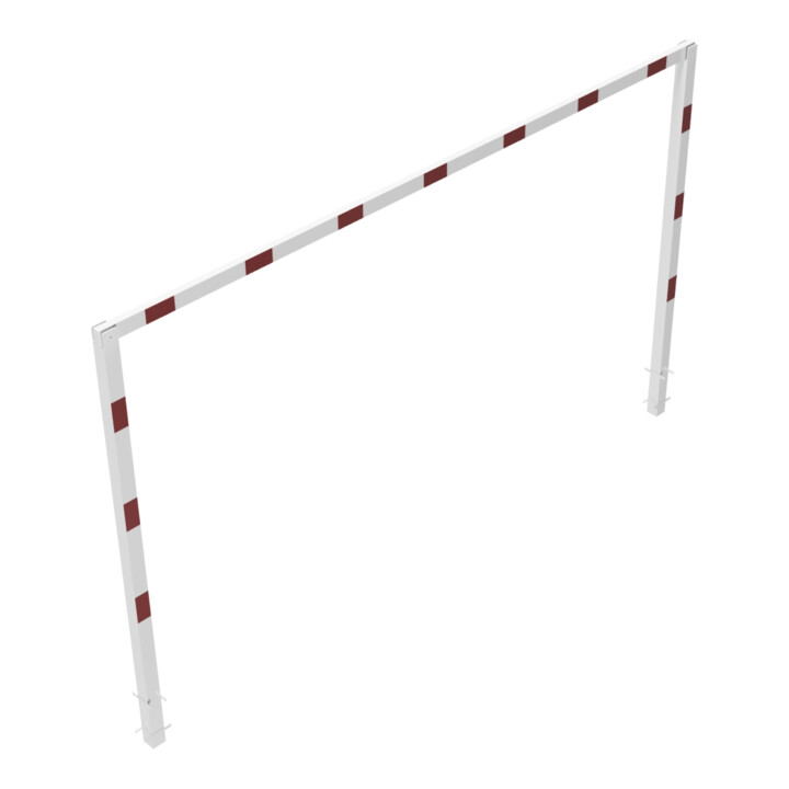 Schake Höhenbegrenzer, feststehend, 100x100mm zum Einbetonieren, 2,30m Gesamtbreite: 5,00m, weiß / rot