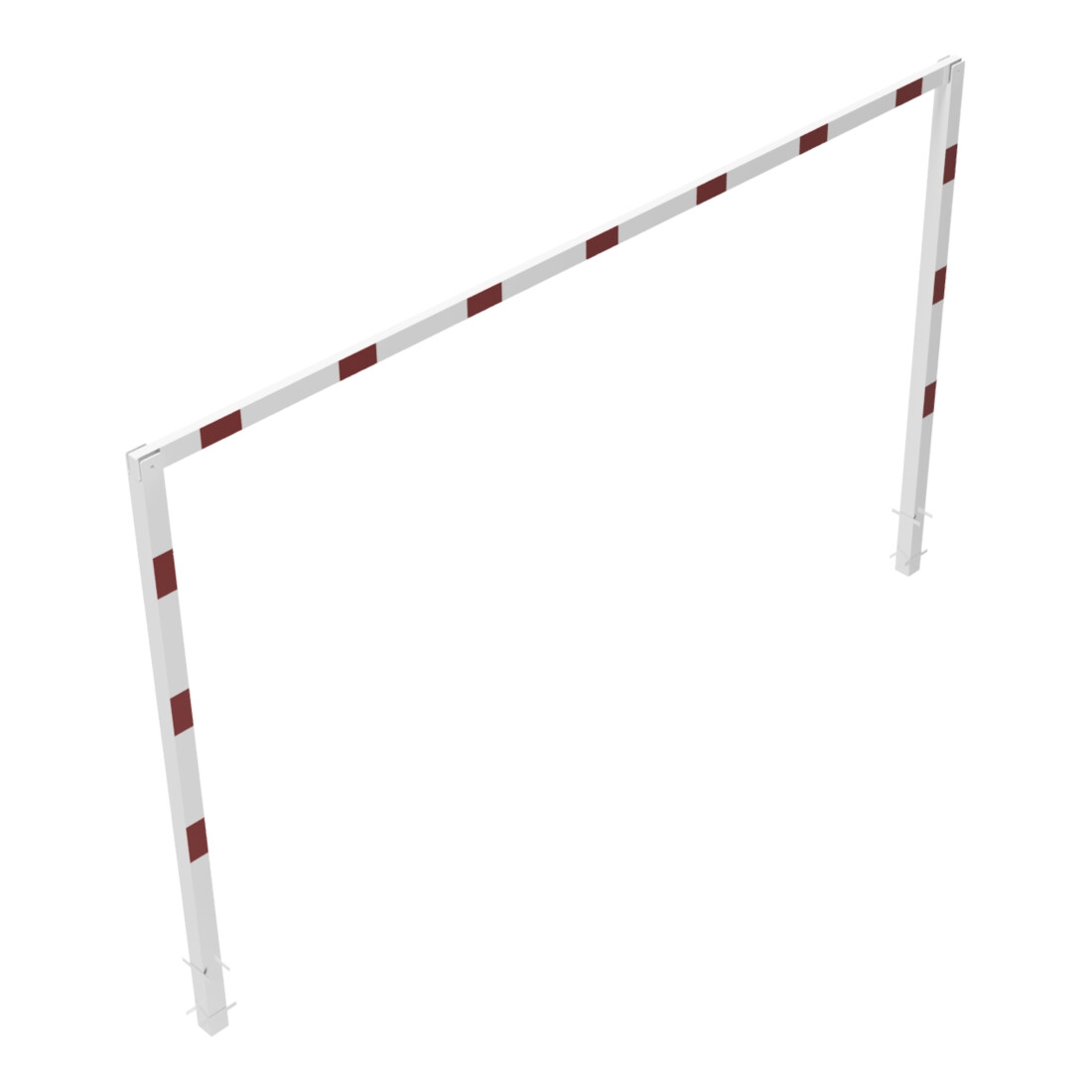 Schake Höhenbegrenzer, feststehend, 100x100mm zum Einbetonieren, 2,30m Gesamtbreite: 5,00m, weiß / rot