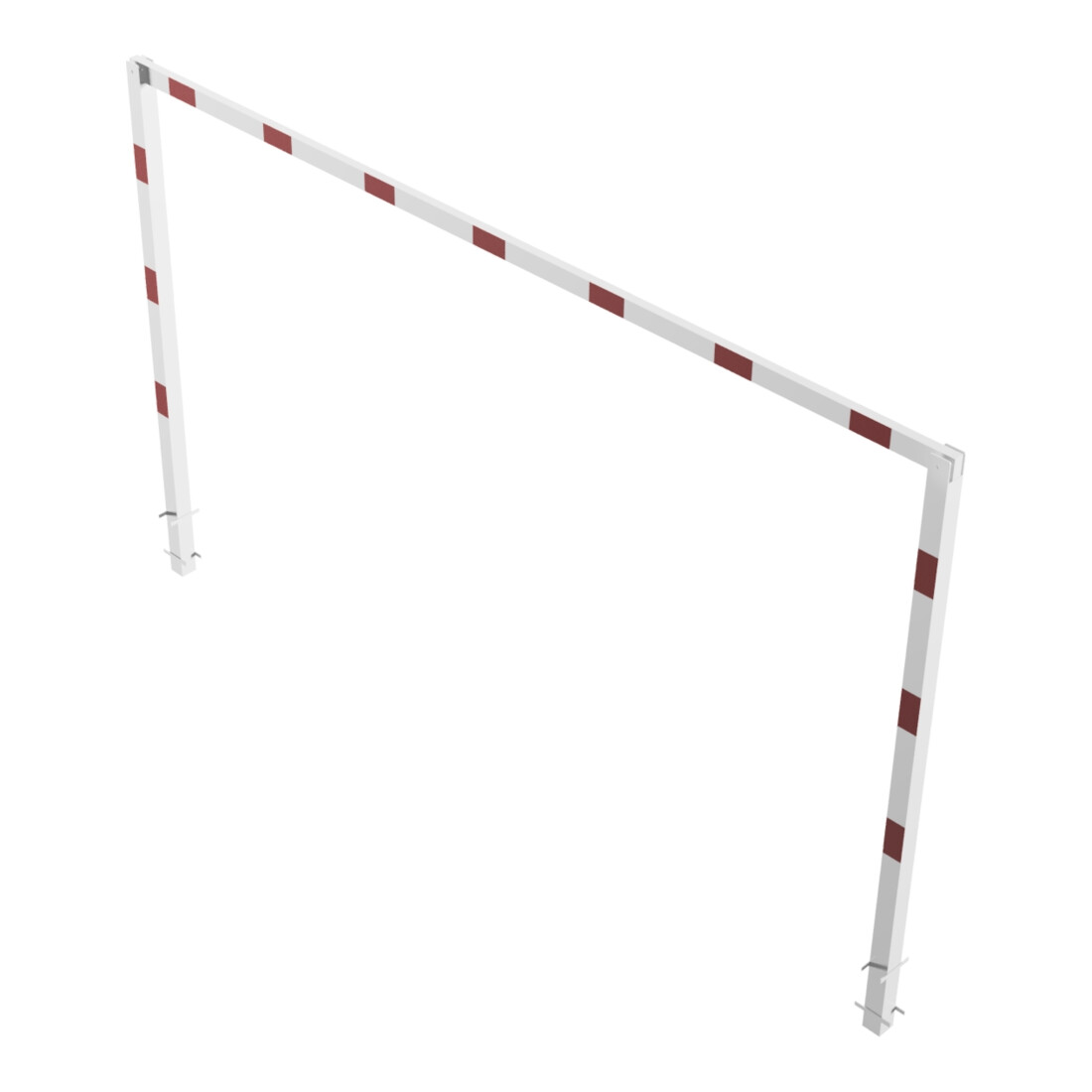 Schake Höhenbegrenzer, feststehend, 100x100mm zum Einbetonieren, 2,30m Gesamtbreite: 5,00m, weiß / rot