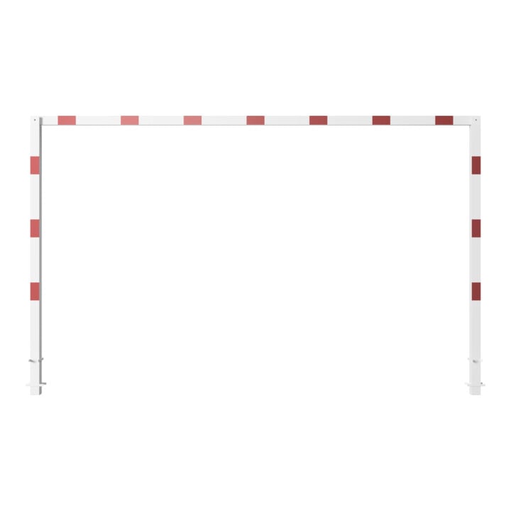 Schake Höhenbegrenzer, feststehend, 100x100mm zum Einbetonieren, 2,30m Gesamtbreite: 5,00m, weiß / rot