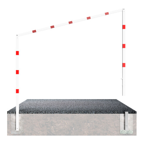 Schake Höhenbegrenzer, feststehend, 100x100mm zum Einbetonieren, 2,30m Gesamtbreite: 6,00m, weiß / rot