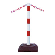 Schake Kettenständer Pfosten aus Stahl Ø 60mm, Länge: 900mm feuerverzinkt, mit 2 Ösen inkl. Recycling - Fußplatte 400x400mm