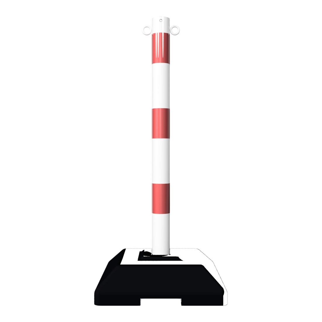 Schake Kettenständer Pfosten aus Stahl Ø 60mm, Länge: 900mm feuerverzinkt, mit 2 Ösen inkl. Recycling - Fußplatte 400x400mm