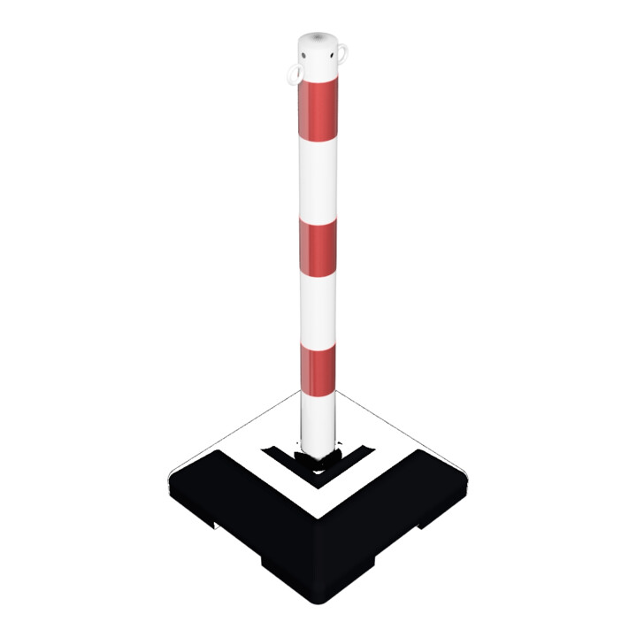 Schake Kettenständer Pfosten aus Stahl Ø 60mm, Länge: 900mm feuerverzinkt, mit 2 Ösen inkl. Recycling - Fußplatte 400x400mm