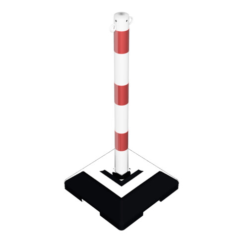 Schake Kettenständer Pfosten aus Stahl Ø 60mm, Länge: 900mm feuerverzinkt, mit 2 Ösen inkl. Recycling - Fußplatte 400x400mm