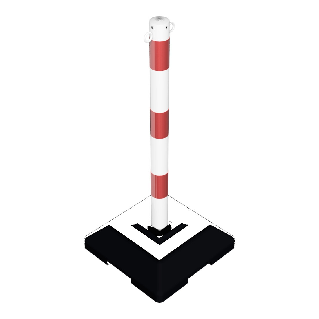 Schake Kettenständer Pfosten aus Stahl Ø 60mm, Länge: 900mm feuerverzinkt, mit 2 Ösen inkl. Recycling - Fußplatte 400x400mm