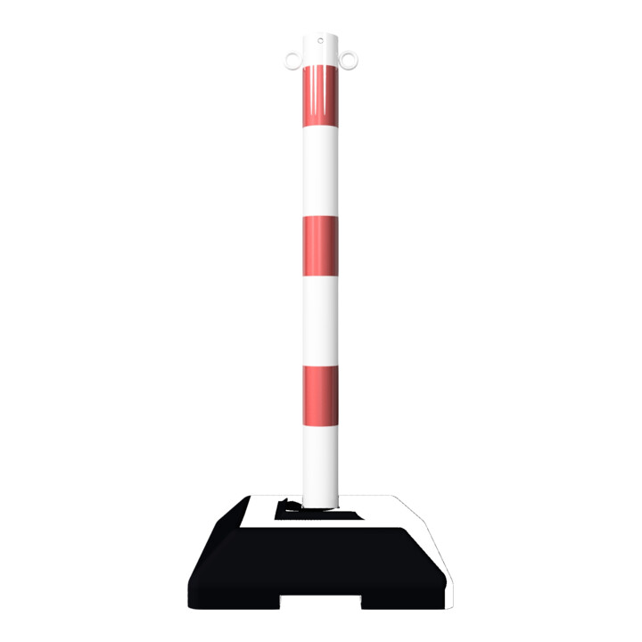 Schake Kettenständer Pfosten aus Stahl Ø 60mm, Länge: 900mm feuerverzinkt, mit 2 Ösen inkl. Recycling - Fußplatte 400x400mm