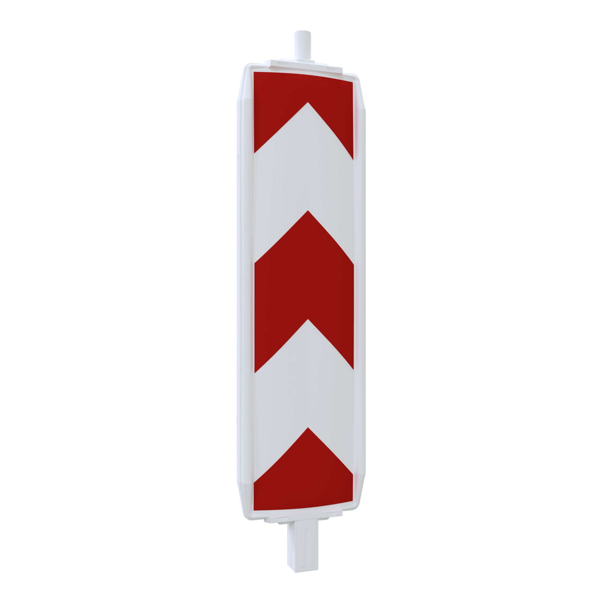 Schake Kunststoffbake Typ 60, Stutzen 60mm x 60mm Folie Typ RA1/A, Fahrbahntrenner, doppelseitig von unten nach oben rot / weiß