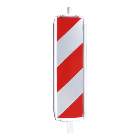 Schake Kunststoffbake Typ 60, Stutzen unten 60 x 60 mm, oben Ø42 mm , Folie Typ 1, schraffiert, einseitig linksweisend, rot / weiß