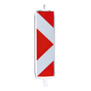 Schake Kunststoffbake Typ 60, Stutzen unten 60 x 60 mm, oben Ø42 mm , Folie Typ 2, pfeilförmig, einseitig linksweisend, rot / weiß