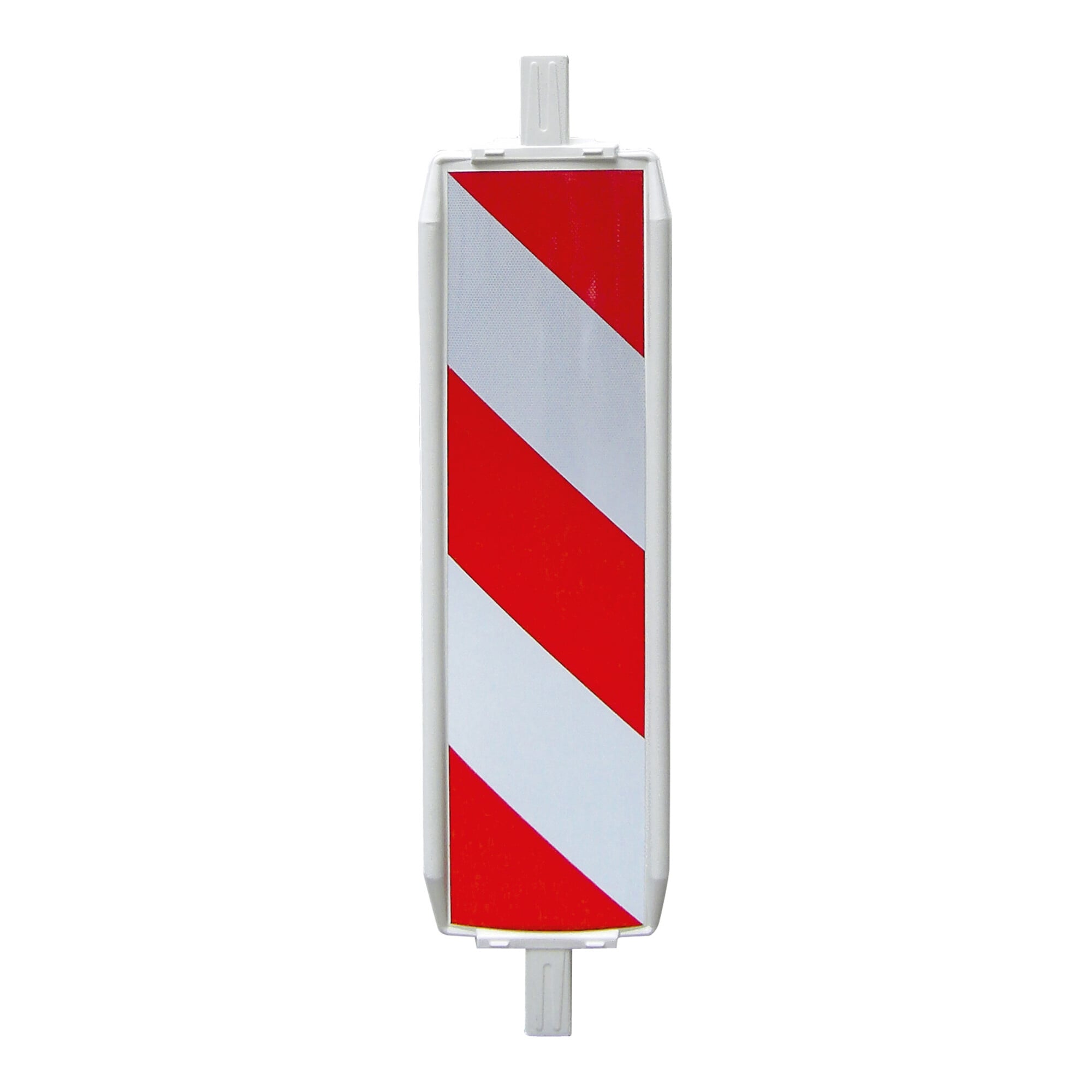 Schake Kunststoffbake Typ 60W, Stutzen oben und unten 60 x 60 mm, Folie Typ 2, schraffiert, rot/weiß, einseitig rechtsweisend