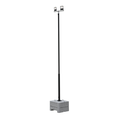 Schake Lampenmast Set 1, 4 m Masthöhe, RAL9005, 600 kg Beton- Aufstellvorrichtung, Lichtfarbe 4000 K