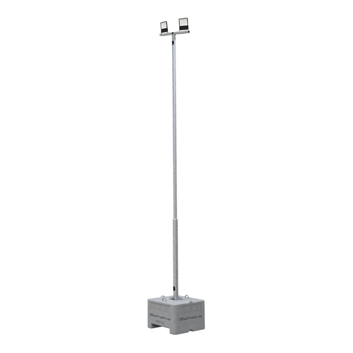 Schake Lampenmast Set 1, 4 m Masthöhe, verzinkt, 600 kg Beton- Aufstellvorrichtung, Lichtfarbe 4000 K
