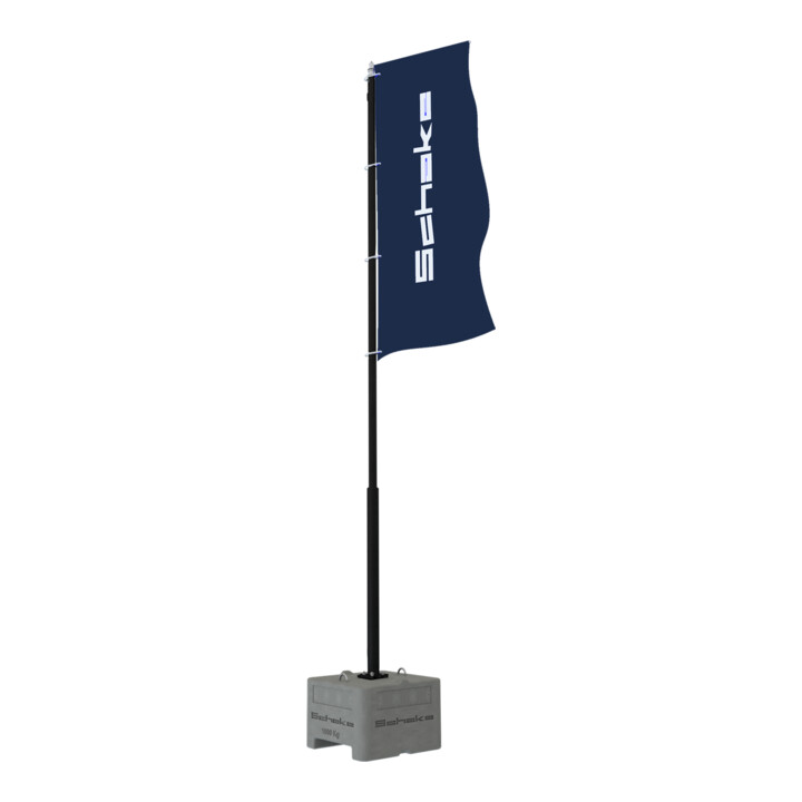 Schake Lampenmast Set 1, 5 m Masthöhe, RAL9005, 600 kg Beton- Aufstellvorrichtung, Lichtfarbe 4000 K