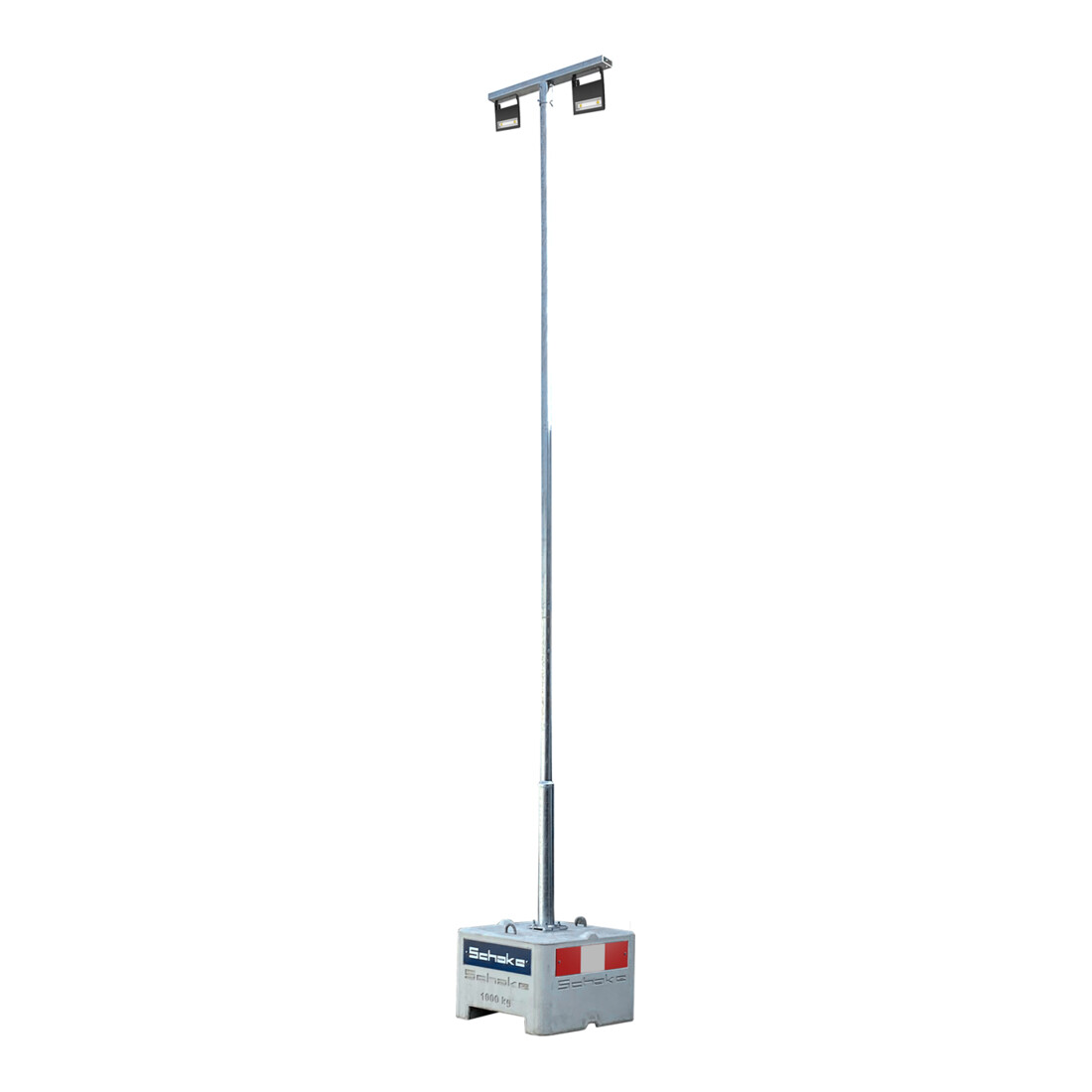 Schake Lampenmast Set 1, 5 m Masthöhe, verzinkt, 600 kg Beton- Aufstellvorrichtung, Lichtfarbe 4000 K