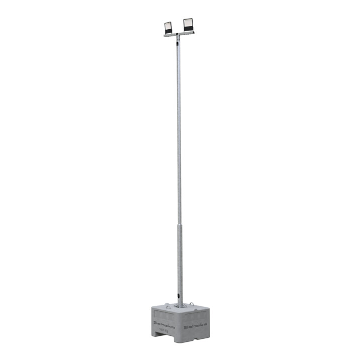 Schake Lampenmast Set 1, 5 m Masthöhe, verzinkt, 600 kg Beton- Aufstellvorrichtung, Lichtfarbe 4000 K