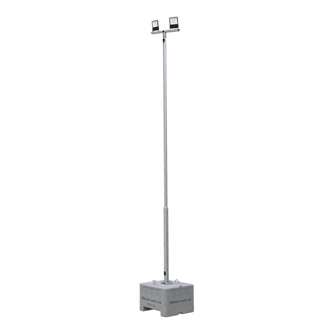 Schake Lampenmast Set 1, 5 m Masthöhe, verzinkt, 600 kg Beton- Aufstellvorrichtung, Lichtfarbe 4000 K