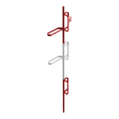 Schake Lattenpfahl Ø 20 x 1400mm, mit 8 geschlossenen Haken, rot / weiß lackiert
