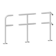 Schake Mittelpfosten für Schutzgeländer Ø48mm Breite: ca. 500mm, Höhe: 1000 mm + Querholm + Bodenplatte zum Aufdübeln, feuerverzinkt