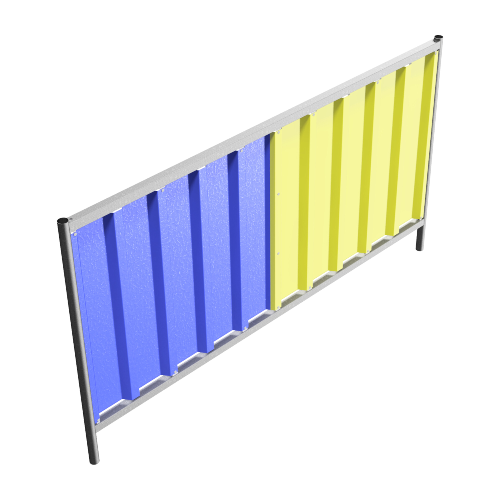 Schake Mobilzaun Trapez, Blechbeschichtung: blau / gelb, Höhe: 1,2 m