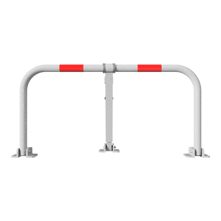 Schake Parkplatzsperrbügel 472Z, umklappbar, Höhe ca. 450 mm, Breite ca. 850 mm, verzinkt, + Profilzylinderschloß, zum Aufdübeln + Befestigungsmaterial